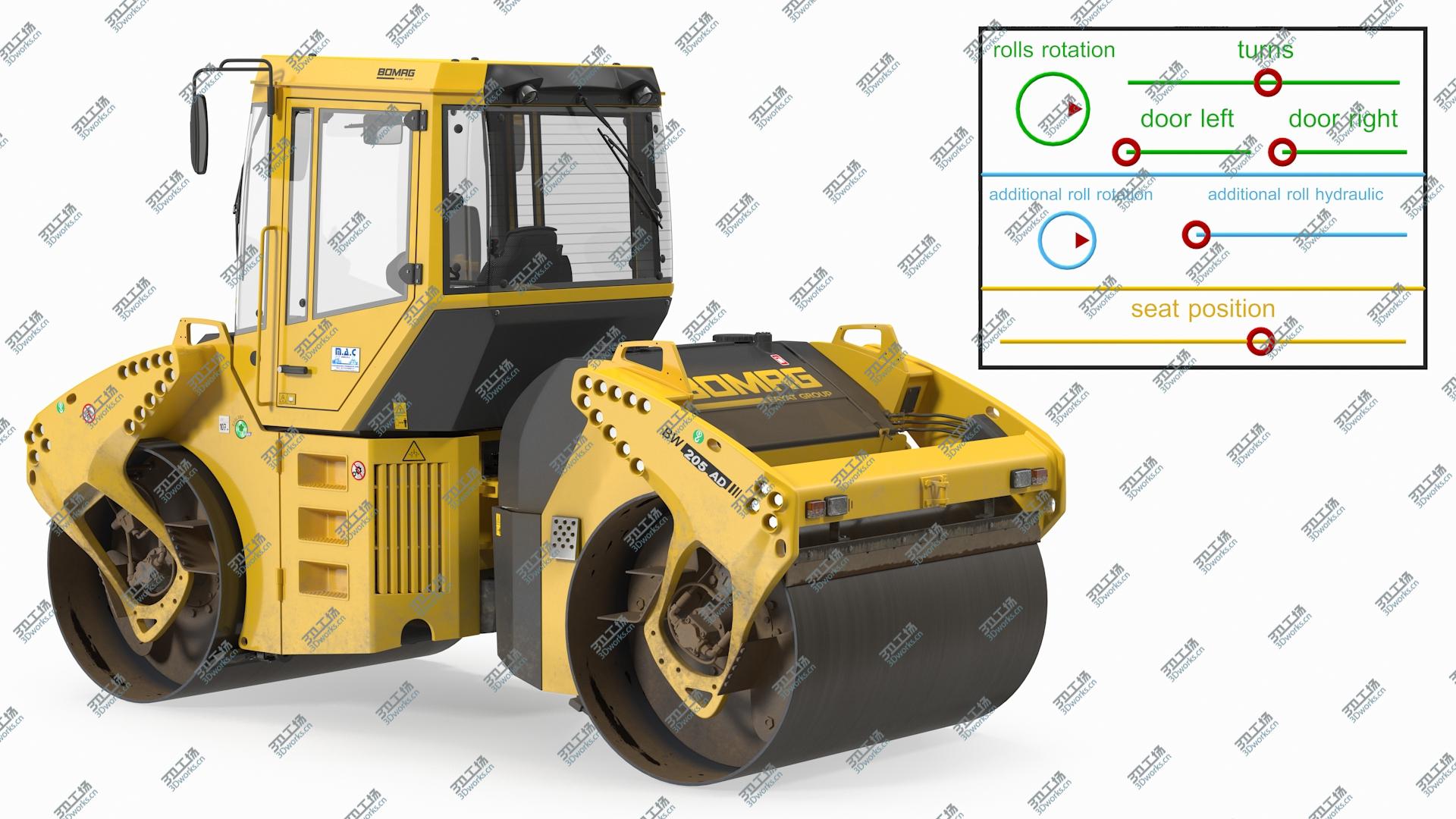 images/goods_img/202104093/Bomag BW 205 AD4 Tandem Roller Dusty Rigged 3D model/3.jpg